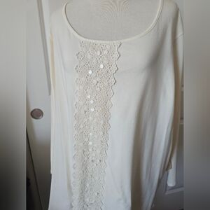 NWT Coldwater Creek Cream Lace Top 2X